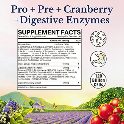 VITALITOWN Women's Probiotics 120 Billion CFUs 1 Daily, 30 Strains, with Prebiotics