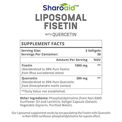 Sharoaid Liposomal Fisetin with Quercetin Supplements 1200 mg per Serving,High Absorpti