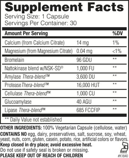 Enzymedica Natto-K Capsules, Vegan, Gluten Free, Kosher - 90 Capsules