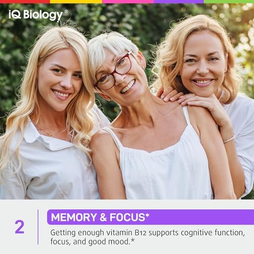 IQ BIOLOGY Liquid Biotin & Collagen Drops + Organic Vegan B12 Drops Bundle - Hair, Skin & Nails Support, Energy Metabolism & Nervous System Support - Berry Flavor - 2 fl oz Each