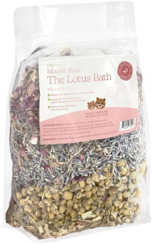 SPRIGS The Lotus Bath, 5.2 Oz | Herbal Water Birth Blend | Bathtub Additive with Soothing Natural Ingredients - Organic Rose, Chamomile, Lemongrass & Lavender | Relaxing Labor & Delivery Aromatherapy
