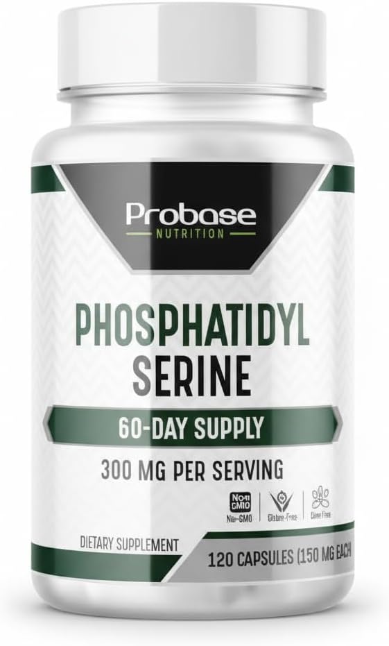 Probase Nutrition Phosphatidylserine 300mg Supplement Brain Health and Memory Support Non-GMO Gluten Free 120 Capsules Phosphatidyl Serine Complex