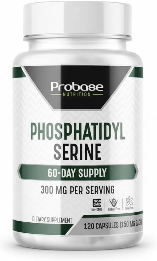 Probase Nutrition Phosphatidylserine 300mg Supplement Brain Health and Memory Support Non-GMO Gluten Free 120 Capsules Phosphatidyl Serine Complex