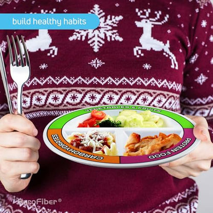 Portion Control Bariatric Plates and Bowls Set of 2 (4pcs Total) - Self-Measuring Plates