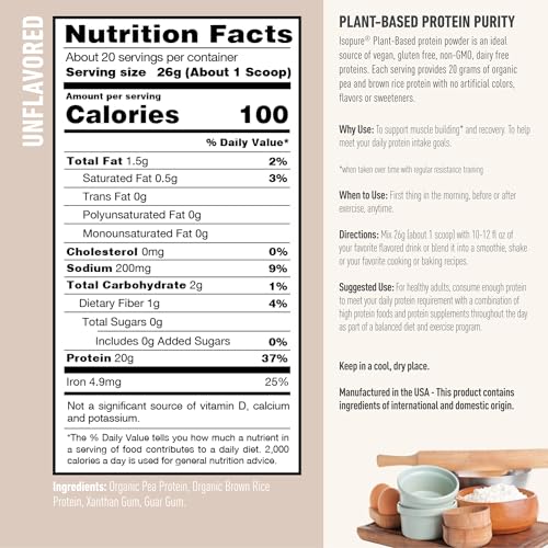 Isopure Unflavored Vegan Protein Powder, with Amino Acids, Post Workout Recovery
