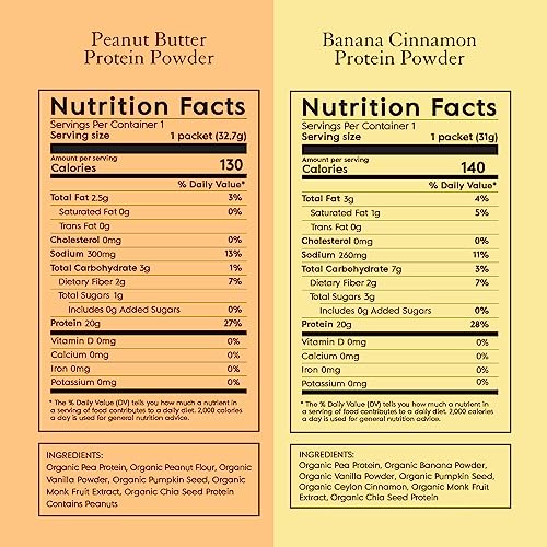 Truvani Organic Vegan Protein Powder Sample Pack - 20g of Plant Based Protein, Organic