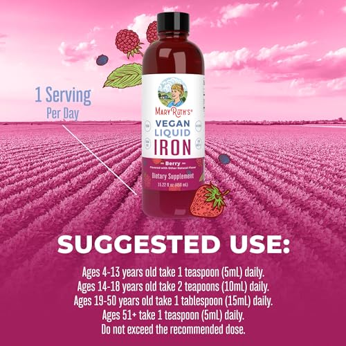 MaryRuth Organics Liquid Iron Supplement for Women Men & Kids, Iron for Healthy Blood