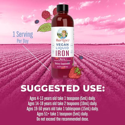 MaryRuth Organics Liquid Iron Supplement for Women Men & Kids, Iron for Healthy Blood