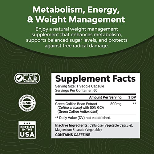 Pure Green Coffee Bean Extract Supplement – Best for Weight Loss Appetite Suppressant