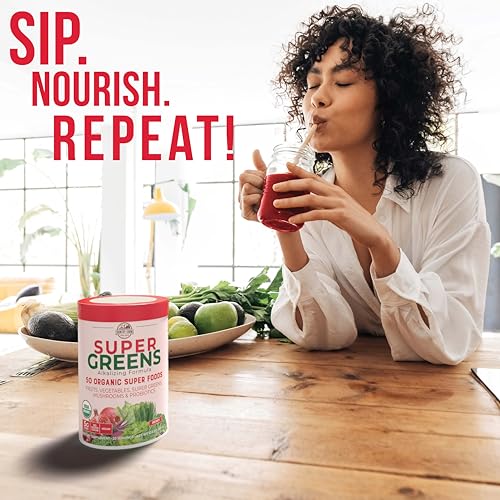 COUNTRY FARMS Super Greens Berry Flavor, 50 Organic Super Foods, USDA Organic