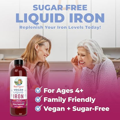 MaryRuth Organics Liquid Iron Supplement for Women Men & Kids, Iron for Healthy Blood