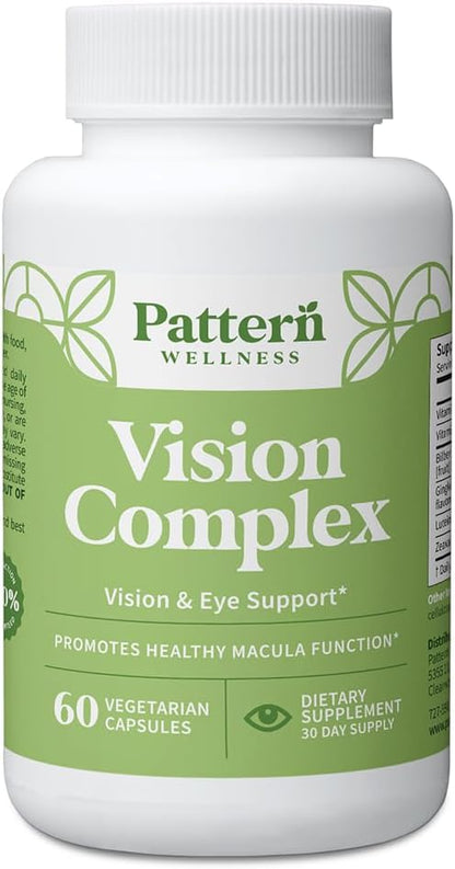 Pattern Wellness Vision Complex Supplement – Daily Eye & Visual Function Support – Herbal Extract & Vitamin Blend – 60 Vegan Capsules