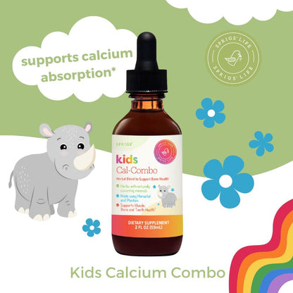 SPRIGS Kids Cal-Combo Dietary Calcium Supplement to Support Bone Health, 2 Oz | Herbal Blend for Muscle, Bones & Teeth | Herbs & Minerals Horsetail & Plantain to Help Your Child Grow Strong & Healthy
