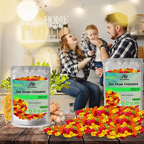 Sea Moss Gummies - Irish sea Moss raw Organic, Bladderwrack, Burdock Root
