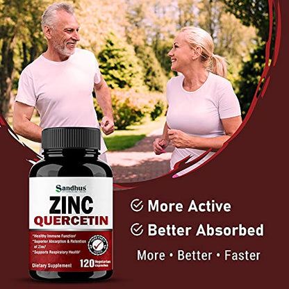 Sandhu's Zinc Quercetin 120 Vegetarian Capsules – Zinc Supplements for Antioxidant