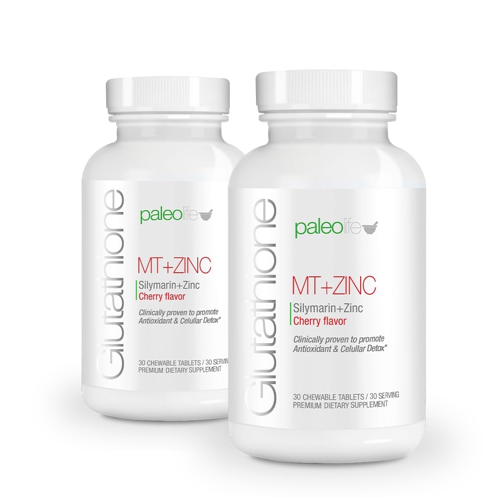 Paleolf Premium Glutathione + Milk Thistle + Zinc - 30 Chewable Tablets, Cherry Flavor (1-Pack)