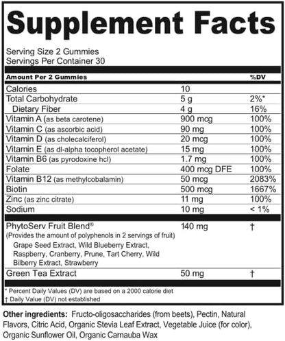 Dr. Kellyann Harmony Vitality Gummies | Mixed Berry | B12, Biotin, Green Tea, Prebiotic Fiber & Superfoods | Vegan, Non-GMO, Gluten-Free | 60 Gummies