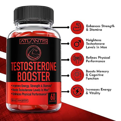 Testosterone Booster For Men Gummies - Enhances Strength & Stamina - Optimizes