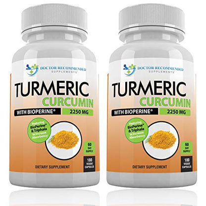 Turmeric Curcumin - 2250mg/d - 95% Curcuminoids - 180 Veggie Caps with Black Pepper