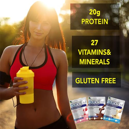 Quick Slim Meal Replacement Shake for Weight Loss, 30 Servings, 20g Protein, 27 Vitamins