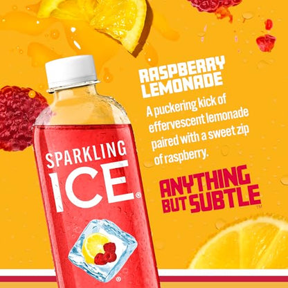 Sparkling Ice, Raspberry Lemonade Sparkling Water, Zero Sugar Flavored Water