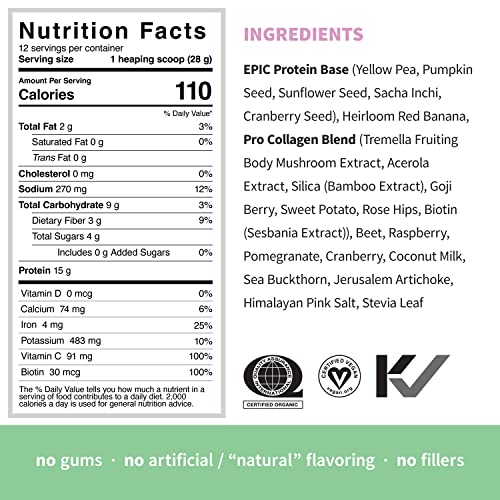 Sprout Living Epic Protein, Plant Based Protein & Superfoods Powder, Pro Collagen,
