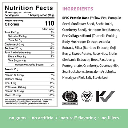 Sprout Living Epic Protein, Plant Based Protein & Superfoods Powder, Pro Collagen,