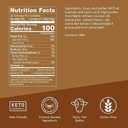 Bulletproof Hazelnut Creamer, 14.8 Ounces, Keto Coffee Creamer with MCT Oil and Grass
