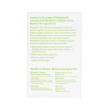 Good Clean Love BiopHresh Vaginal Homeopathic Suppository, Bacterial Vaginosis Treatment for Women
