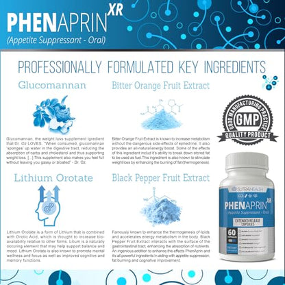 PhenAprin XR Maximum Strength Appetite Suppressant Diet Pills - 2-Pack, Metabolism Boosting
