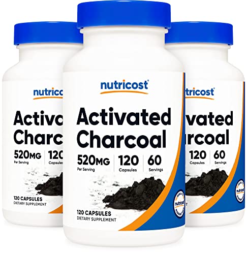 Nutricost Activated Charcoal 520mg, 120 Capsules - Premium Powder, Non-GMO & Gluten 