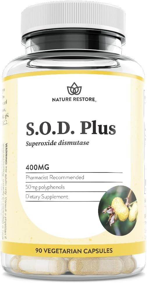 Superoxide Dismutase (SOD) Supplement Capsules. High SOD-Like Activity Enzyme for Cellular Aging & Longevity. 100% Vegan. Primary Master Antioxidant for Mitochondrial Support & Internal Skin Radiance