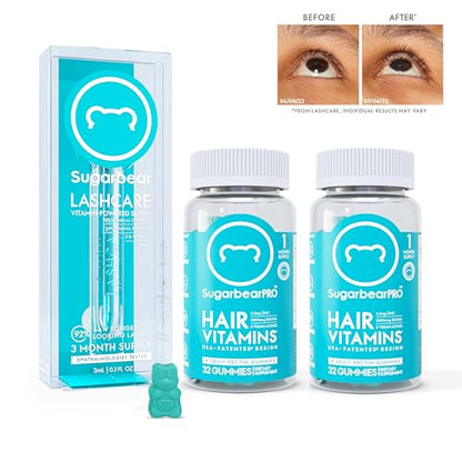 SugarbearPro Hair Vegan Vitamin Gummies for Luscious Hair with Biotin, Vitamin E, B12