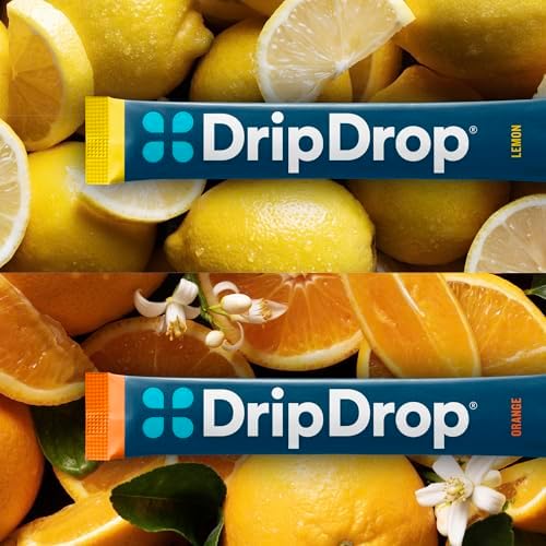 DripDrop Hydration Lemon & Orange Bundle, Electrolyte Packets, 64 Count | Lemon, Orange; 3X Electrolytes; Potassium, Magnesium, Zinc, Vitamin C; Single Serve; Portable; Daily Use, Workouts, Travel