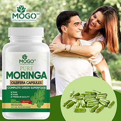 MOGO Moringa Oleifera Capsules | 100% Pure Single Origin Moringa Leaf Powder Supplement