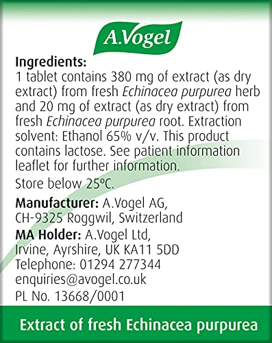 A.Vogel Echinaforce Echinacea Tablets | Relieves Cold & Flu Symptoms by Strengthening