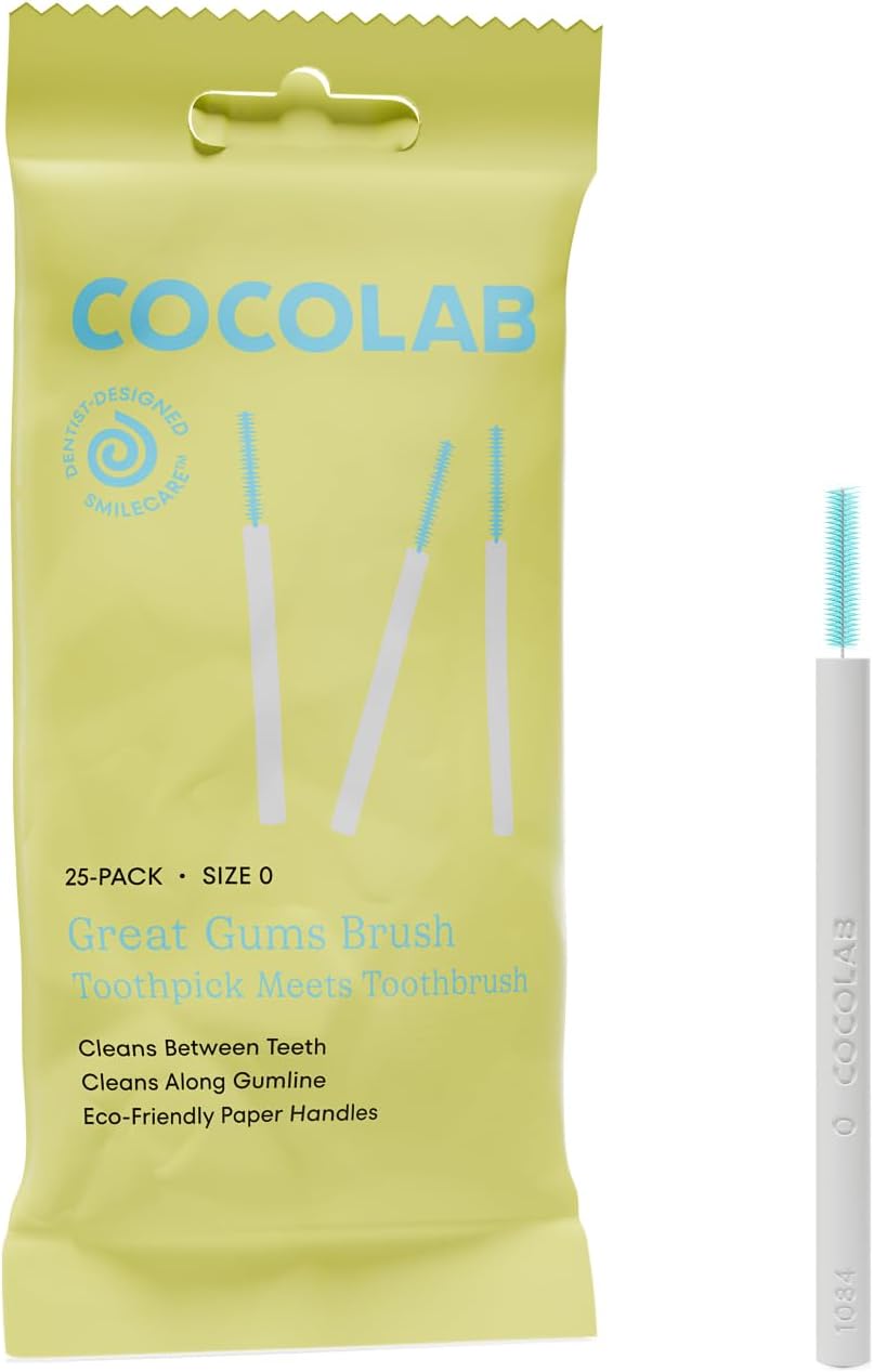 Great Gums Interdental Brushes by COCOLAB, Dental Floss Picks, Size 0, 25ct