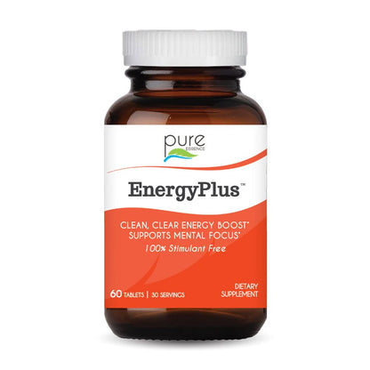 Energy Plus by Pure Essence - Caffeine Free, All Natural Herbal Energy and Focus Supplement - Smooth, No Jitters No Crash - 60 Tablets