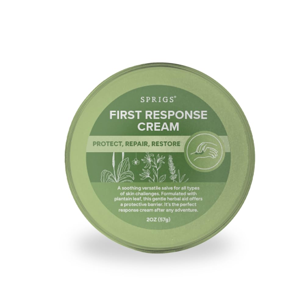 SPRIGS First Response Cream 2 oz – Soothing Skin Repair Cream for Dry, Irritated & Sensitive Skin, Moisturizing Herbal Salve to Protect, Restore & Nourish Face, Hands, Body & Outdoor Skin Care