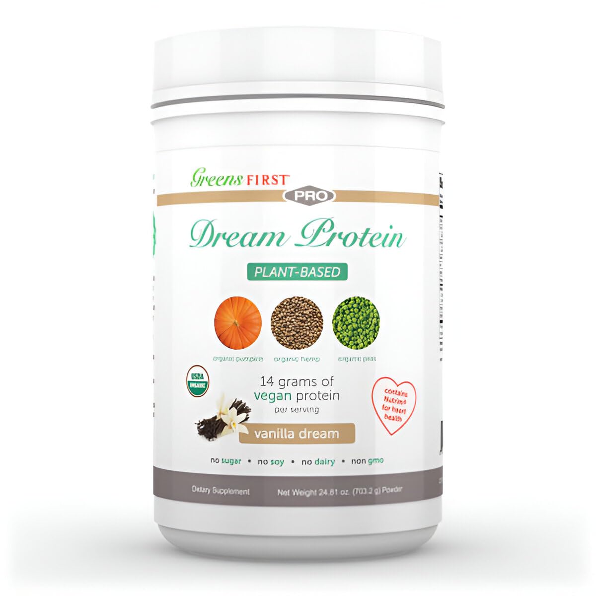 Greens First Dream Protein Plant Based – USDA Organic Dietary Supplement – Vegan 