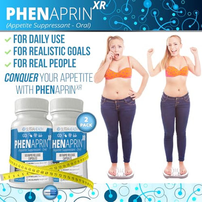 PhenAprin XR Maximum Strength Appetite Suppressant Diet Pills - 2-Pack, Metabolism Boosting