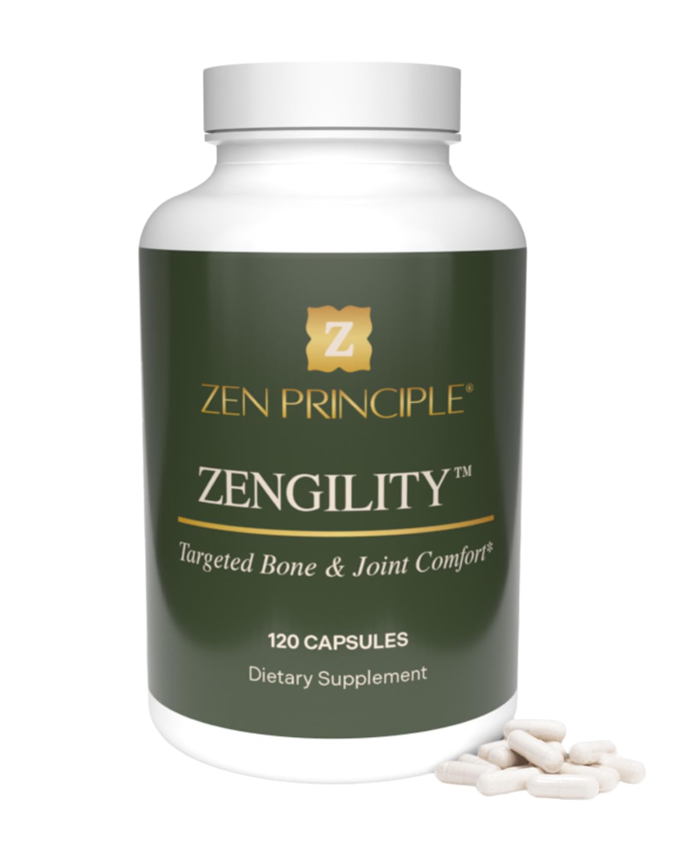 Zen Principle Zengility™ Joint Support & Bone Strength Supplement – Fast-Acting Relief with MSM, Plant Calcium, Vitamin K2 & D3. Shellfish-Free Vegan Formula for Mobility & Comfort. 240 Capsules