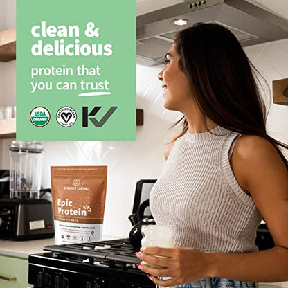 Sprout Living Epic Protein, Plant Based Protein & Superfoods Powder, Chocolate Maca