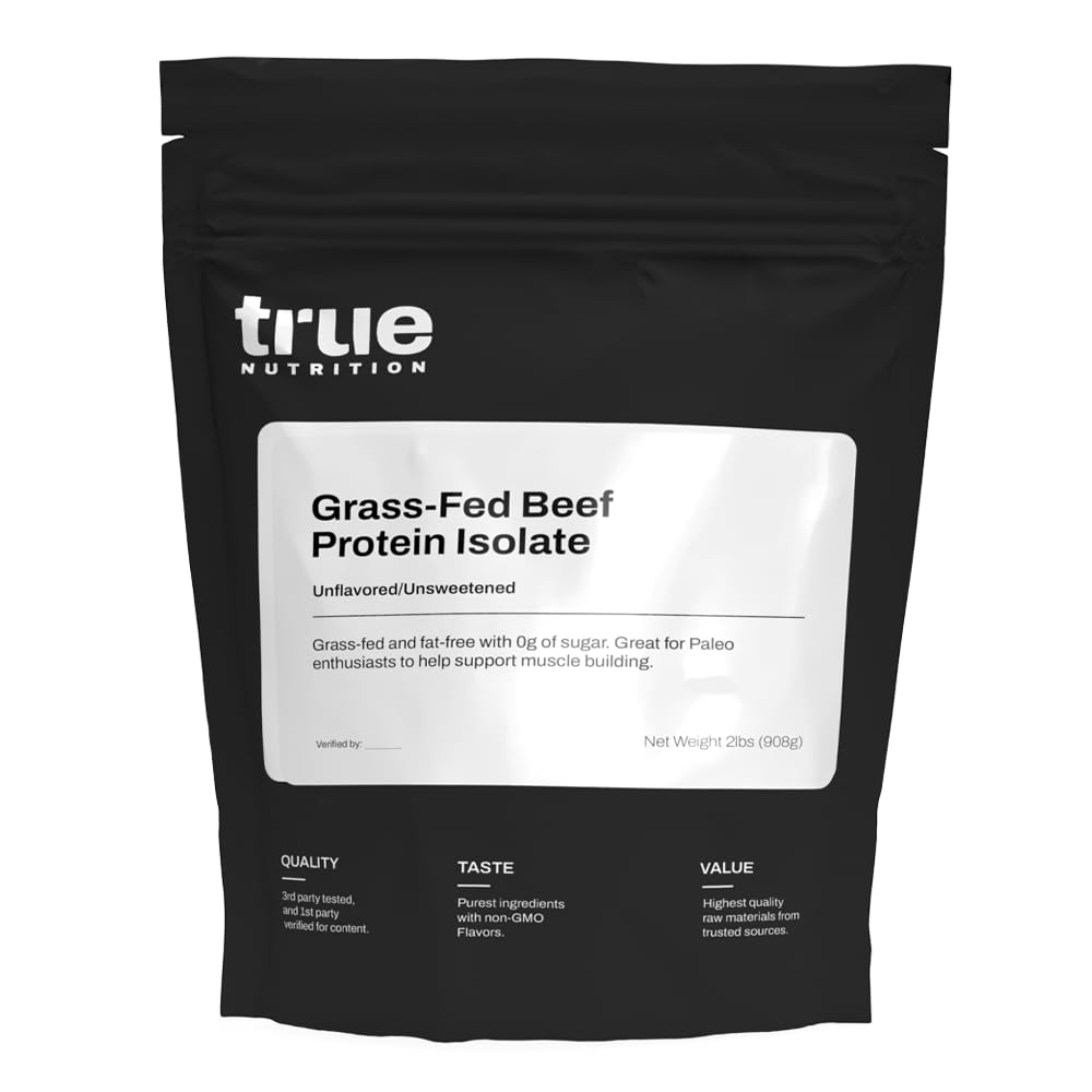 True Nutrition Grass Fed Beef Protein Isolate Powder, Chocolate, 1lb