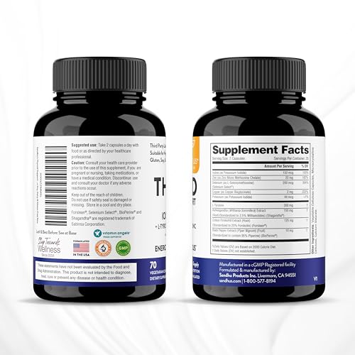 Sandhu's Thyroid Support Complex with Iodine Supplement|60 Capsules, 30 Days Supply