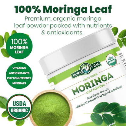 PURA VIDA MORINGA Moringa Powder Organic Single Origin - Premium 100% Leaf Powder