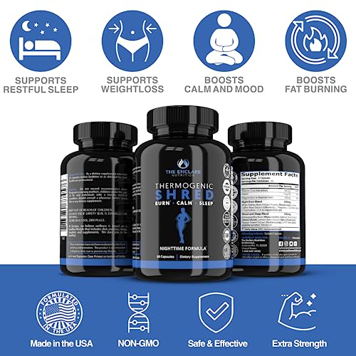 Thermogenic Shred - Fat Burner Sleep Aid Diet Pills, Appetite Suppressant for Weight Loss