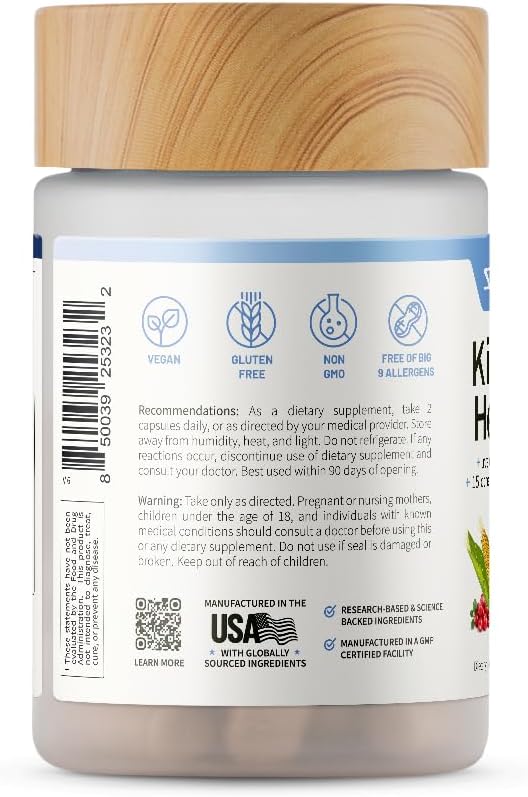 Snap Supplements Kidney Health Support Supplement for Women & Men, 60 Count | Organic Cranberry Extract, Grape Seed Extract, Urinary Tract Support, Non-GMO Vegan Formula