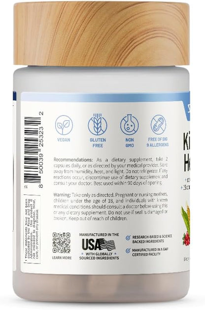 Snap Supplements Kidney Health Support Supplement for Women & Men, 60 Count | Organic Cranberry Extract, Grape Seed Extract, Urinary Tract Support, Non-GMO Vegan Formula