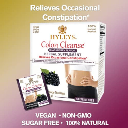 Hyleys Colon Cleanse Tea Blackberry Flavor - 50 Tea Bags (1 Pack)